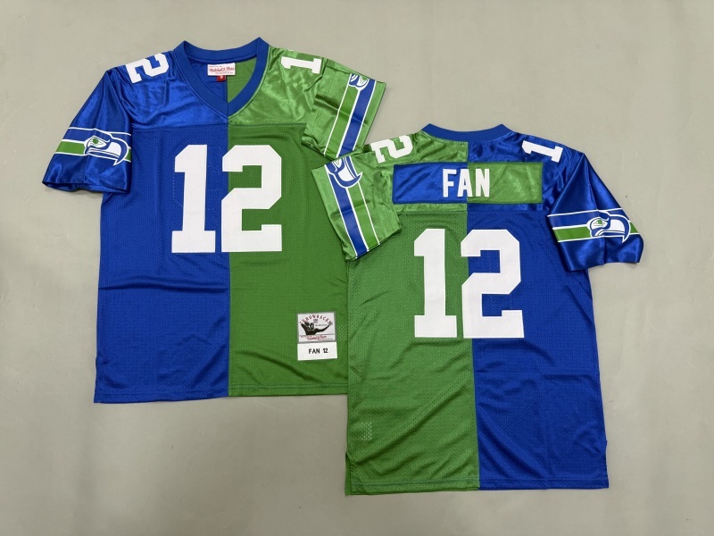 Men 2025 Seattle Seahawks 12 Fan blue green Throwback Limited NFL Jersey style 001